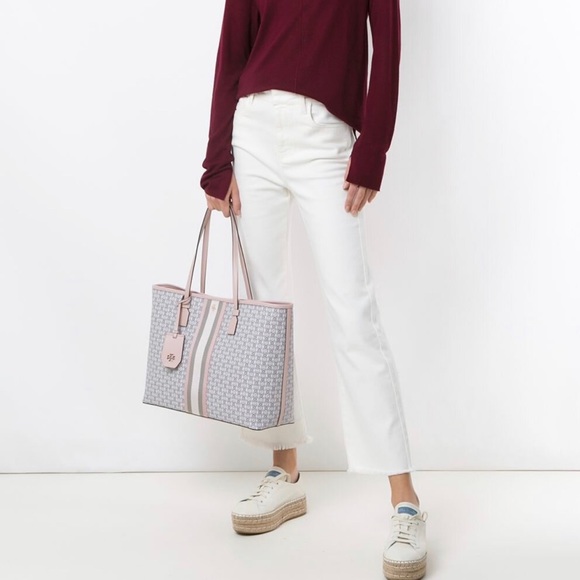 Tory Burch Handbags - Tory Burch Gemini Link Canvas Small Top-zip tote bag in coastal pink
